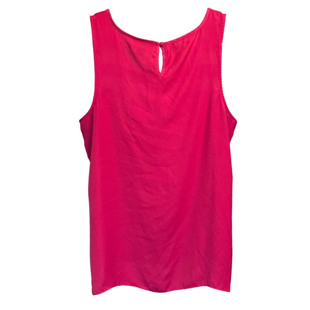 Attention Womens Fuchsia Pink Sleeveless‎ Mesh Trim Keyhole Blouse XL Barbiecore